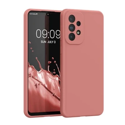 Abbildung von kwmobile Hülle kompatibel mit Samsung Galaxy A33 5G Silikon Handy Case Handyhülle weiche Oberfläche kabelloses Laden Winter Rose