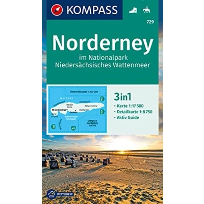 Abbildung von KOMPASS Wanderkarte 729 Norderney im Nationalpark Niedersächsisches Wattenmeer 1:17.500: 3in1 mit Aktiv Guide und Detailkarte. Reiten.