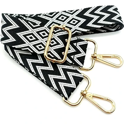 Abbildung von Verstellbarer Schultergurt für Taschen Schwarz, Taschengurte zum Wechseln, Taschengurt Breit mit Karabiner Gold, 80 130 cm Tragegurt Tasche Damen Schultertaschen, Moderne Handtasche, 3.8cm, 09