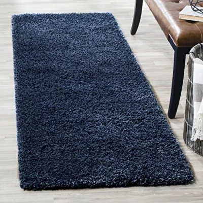 Abbildung von SAFAVIEH Zottelig Teppich für Wohnzimmer, Esszimmer, Schlafzimmer California Shag Collection, Hoher Flor, Marine, 69 X 213 cm