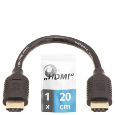 Abbildung von valonic HDMI Kabel, 20cm kurz, Full HD, Ethernet Typ A, A (20 cm),
