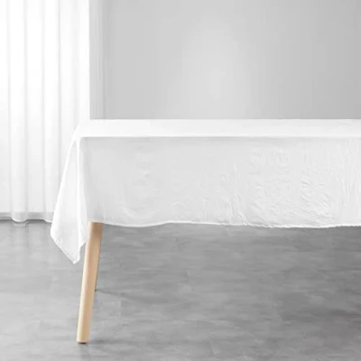 Abbildung von Douceur d&#039;Intérieur Tischdecke, rechteckig, 140 x 240 cm, Mikrofaser, einfarbig, Lavee Suzy, Weiß