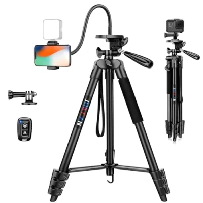 Abbildung von JOILCAN Handy Stativ Ständer Schwanenhals 172cm, Stabiles für Smartphone mit Fernauslöser &amp; Handystativhalter, Erweiterbarer Aluminium Kamera, Leichtes iPhone/Samsung/Huawei