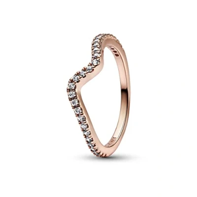 Abbildung von PANDORA Funkelnde Welle Ring aus Sterlingsilber mit Zirkonia in der Farbe Roségold, Timeless Collection, Gr.54, 182539C01 54