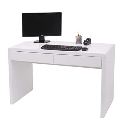 Abbildung von Mendler Schreibtisch HWC G51, Bürotisch Computertisch Arbeitstisch, Hochglanz Weiß 120x60cm