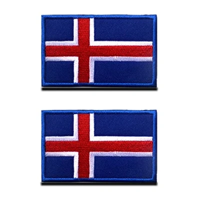 Abbildung von 2 St. Island Flagge Patch Taktisch Isländisch Nationales Emblem, Bestickter Aufnäher mit Verschluss, Militär Bänder für Rucksäcke Kleidung Taschen Uniform Weste Jersey Reisen