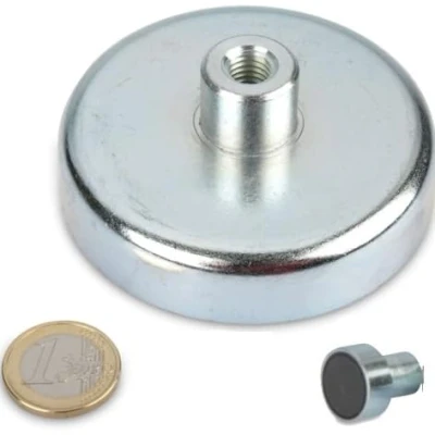 Abbildung von Ferrit Flachgreifer Ø 80,0 mm x 18,0 mit Gewindebuchse M10 16 hält 60,0 kg 1 Stück Topfmagnet Gewinde Buchse (Innengewinde)