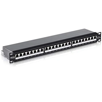 Abbildung von TRENDnet TC P24C6AS 24 Port Cat6A geschirmtes 1U Patch Panel, 1000BASE T/10GBASE T unterstützt, Kompatibel mit cat5e, cat6, cat6a, 110 or Krone Werkzeug