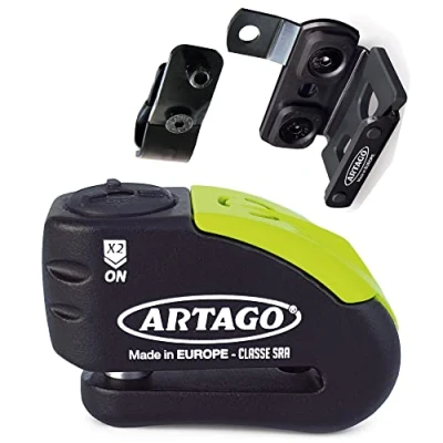 Abbildung von ARTAGO 30X4 Pack Bremsscheibenschloss mit Alarm 120db Hohe Sicherheit + Halterung für Honda CRF 1000l Africa Twin, SRA und Sold Secure Gold homologiert