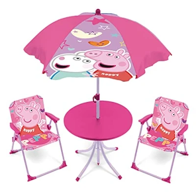Abbildung von ARDITEX PP14447 Tischset (50 x 50 48 cm), 2 Stühle (38 32 53 cm) und Sonnenschirm (Durchmesser 110