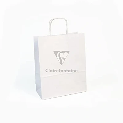 Abbildung von Clairefontaine 395708C Packung (mit 25 Geschenktaschen, Kraftpapier, 22 x 10 29 cm, ideal für Ihre Geschenke und Shopping) 25er Pack weiß