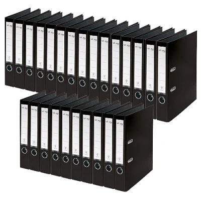 Abbildung von VON Leitz Ordner A4, 25er Pack, Karton mit Kunststoffeinband, 50 mm Rückenbreite, Für 350 Blatt, Blauer Engel &amp; FSC zertifiziert, Schule, Studium Haushalt, Schwarz, 10560095