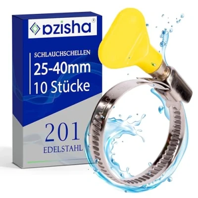 Abbildung von Azisha Schlauchschellen Edelstahl 10 Stück 25 40 mm Schellen Set Mehrzweck Schlauchklemme Schlauchschelle Flügelmutter für Wasser, Gas und Pool Schlauch
