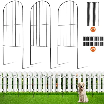 Abbildung von VEVOR 10x Dekorativer Gartenzaun 61x33cm Oberbogen Metallzaun aus Kohlenstoffstahl Steckzaun 5,08cm Spike Abstand Hundezaun Gitterzaun Beetzaun Zaun Metall Zaunelementen inkl. Befestigungsmaterial