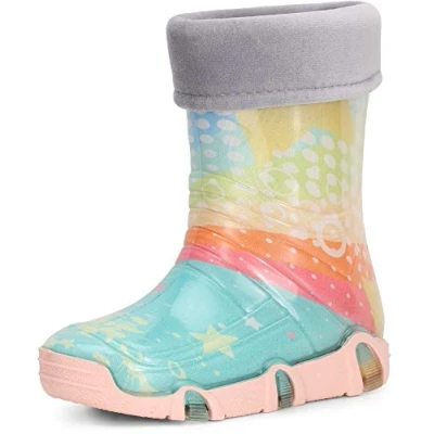 Abbildung von Ladeheid Kinder Mädchen Jungen Gummistiefel Gefüttert Swk31 (Türkis Muster 31, 21/22 EU)