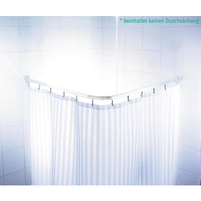 Abbildung von Ridder Vorhangschiene Hall, kürzbar, mit Bohren, Aluminium, Eckstange für Duschvorhänge, Länge 90 cm