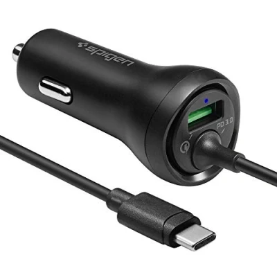 Abbildung von Spigen SteadiBoost 2 Port 36W PD QC KFZ Auto Ladegerät USB C Power Delivery Zigarettenanzünder Kompatibel mit iPhone 12 Mini SE 2020 11 X XR XS Max Galaxy S21 S20 S10 Plus Note 20 10 und mehr