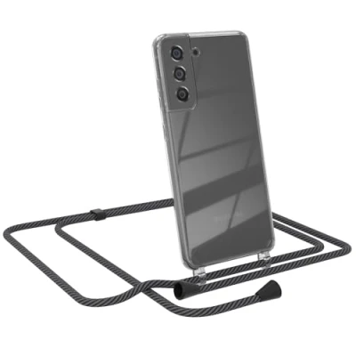 Abbildung von EAZY CASE Handytasche zum Umhängen kompatibel mit Samsung Galaxy S21 FE 5G, Handyhülle Band, Kameraschutz und Bildschirmschutz, Handy Lanyard in Schwarz/Anthrazit Clips Schwarz