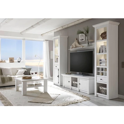 Abbildung von Home affaire Wohnwand &quot;California&quot;, (4 St., Besteht aus 1 Standregal, Vitrine, Lowboard, Wandregal)