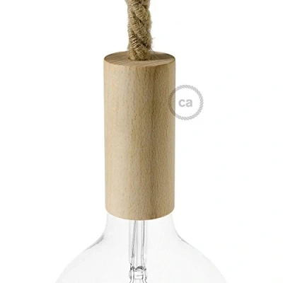 Abbildung von creative cables E27 Lampenfassungs Kit aus Holz für XL Seilkabel BKBL16 Neutral