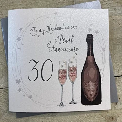 Abbildung von White Cotton Cards a30h &quot;To My Husband on Our Pearl Anniversary 76,2 cm handgefertigt 30. Jahrestag Karte
