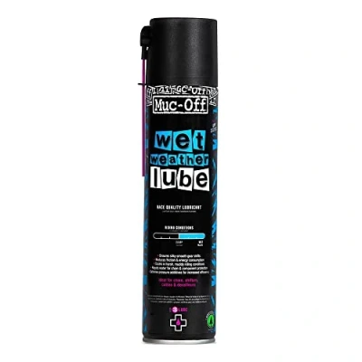 Abbildung von Muc Off Wet Weather Lube Kettenöl Fahrrad Für Nasses Wetter 400 ml Biologisch Abbaubares Schmierfett Kettenfett, Kettenspray Fahrrad, Hohe Wirksamkeit Über Lange Strecken Jedes