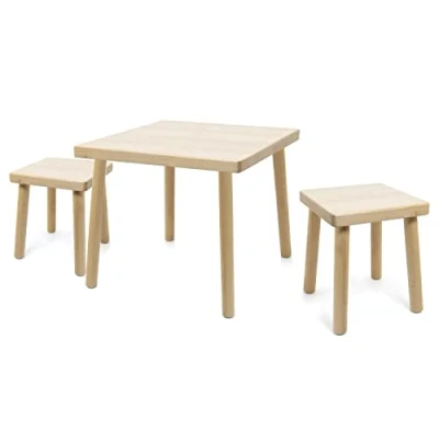 Abbildung von HolzFee Kinder Sitzgruppe Tisch und Stuhl Hocker Buchenholz massiv lackiert