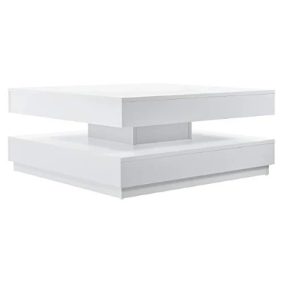 Abbildung von en.casa Couchtisch, »Florenz« Beistelltisch drehbar 76x76x38cm weiß