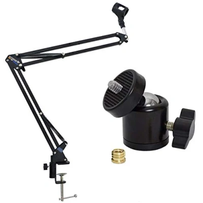 Abbildung von keepdrum NB35BK Gelenkarm Mikrofonstativ + Kugelgelenk Stativ Adapter drehbar 1/4&quot; zu 3/8&quot;