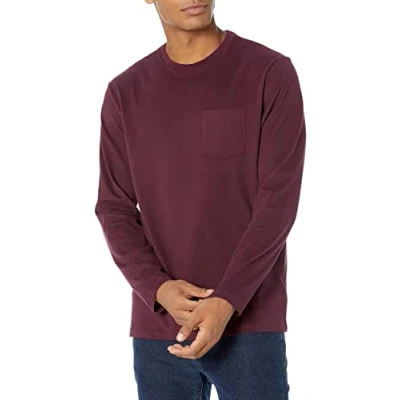Abbildung von Amazon Essentials Herren Langärmeliges T Shirt, Normale Passform, Burgunderrot, S