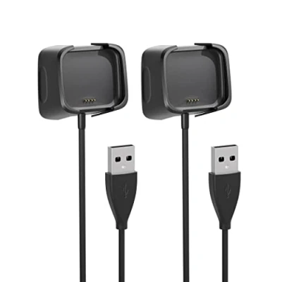 Abbildung von Sinoacc Ladegerät Kompatibel mit Fitbit Versa 2 Ladekabel 100Cm/3.3Ft USB Dock Stand Smartwatch Zubehör 2Pack (Nicht für Versa/Versa Se/Versa Lite)