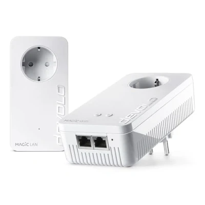 Abbildung von devolo Magic 2 WiFi next Starter Kit, WLAN Powerline Adapter bis 2.400 Mbit/s, Mesh WLAN, Steckdose, 2x Gigabit LAN Anschluss, dLAN 2.0, weiß