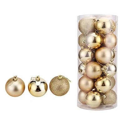 Abbildung von WAWJ 24PCS/Pack Weihnachtskugeln Christmas Tree Pendant Ornaments Baubles Weihnachtsbaum Dekoration Ball 4CM Plastic Gift for Xmas Holiday (Gold)