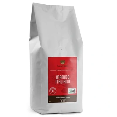 Abbildung von Brown Bear Mambo Italiano Kaffee koffeinhaltiger Espresso, dunkle Röstung, ganze Bohnen 100 % Arabicabohnen ideal für Latte, Cappuccino, Espresso oder Crema Stärke 5 1 kg Packung