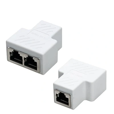 Abbildung von COVVY RJ45 Splitter Adapter Buchse, 1 bis 2 Dual Female Port Cat 5/Cat 6 LAN Netzwerk Ethernet Connector (2 Pcs, Weiß)