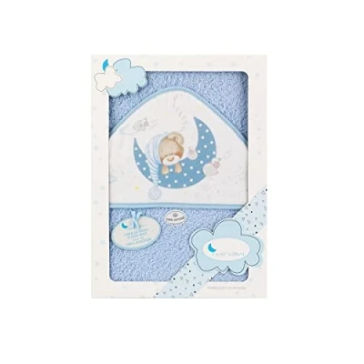 Abbildung von Interbaby 01225 01 Baby Kapuzenbadetuch BEAR SLEEPING blau, Blau