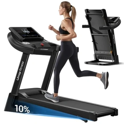 Abbildung von UMAY Laufband mit Steigung 14km/h, Für Zuhause Klappbar 3,0 PS Motor und 3 Steigungsstufen, Foldable Treadmill for Home 12 Trainingsprogrammen, Max Belastung 136KG