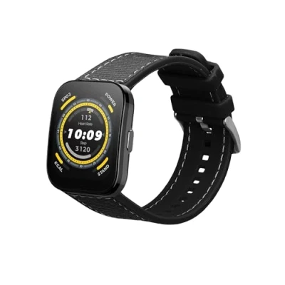 Abbildung von kwmobile Armband kompatibel mit Huami Amazfit Bip 5 Unity/Amazfit / GTR 4 Band Aus Nylon und Silikon Fitnesstracker Sportarmband Schwarz Innenmaße 14 22 cm