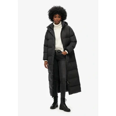 Abbildung von Superdry MAXI Hooded Puffer Wintermantel, Damen, Größe: 40, Black