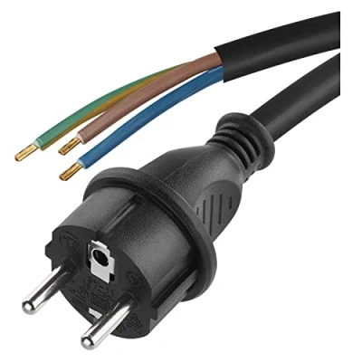 Abbildung von EMOS S03430 Bügeleisen Anschlussleitung, 3m Zuleitungskabel/Anschlusskabel/Schuko Bügeleisenkabel aus Gummi, 3X 2,5 mm, H05RR F, Schwarz