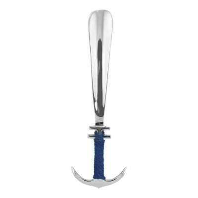 Abbildung von Sea Club Schuhlöffel Anker Schuhanzieher Messing vernickelt &amp; Tau B=26cm