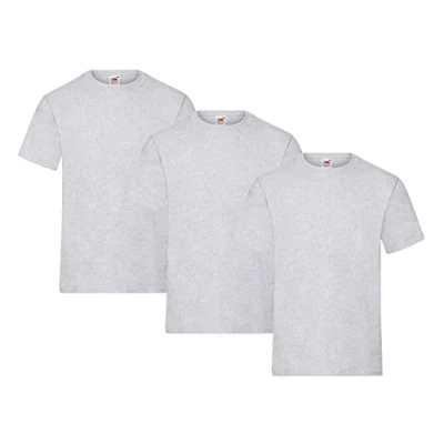 Abbildung von Fruit of the Loom Herren Heavy T Shirt 3er Pack, 3 x graue und 1 HL Kaufnotizblock, 3XL