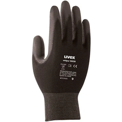 Abbildung von Uvex unipur 6639, 10 Paar Montagehandschuh für trockene &amp; leicht feuchte Bereiche leicht, feinfühlig schmutzunempfindlich schwarz Größe 08/M