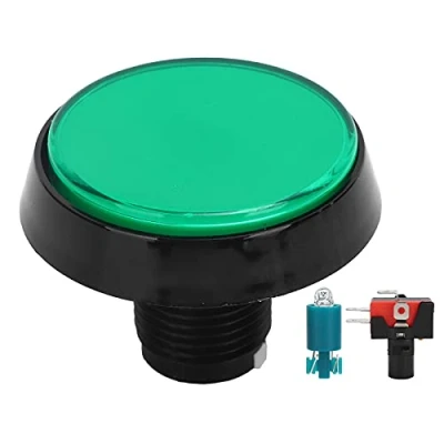 Abbildung von Tasten,Spiel Taster 60mm Großer Runder 2,4 Zoll LED mit Mikroschalter,12V beleuchteter für Maschinen Videospielkonsole(Grün)
