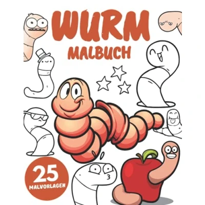 Abbildung von Wurm Malbuch: Würmer und Regenwurm für Kinder, Jungen Mädchen :Entspannung Stressabbau (Geschenke Kinder)