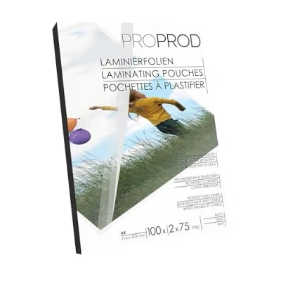 Abbildung von ProProd Premium Laminierfolien, 100 Stück, A4, 2 x 75 Mikrometer, matt, Die Verpackung kann variieren