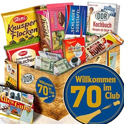 Abbildung von Wilkommen im Club 70 Geschenke zum 70. Geburtstag Schoko Geschenk DDR