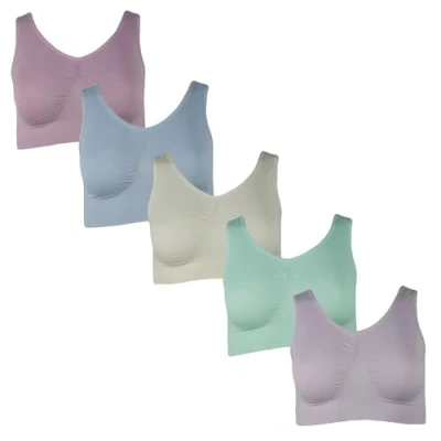 Abbildung von J Line 5er Damen Komfort Bustier Schlaf BH ohne Bügel nahtlos Soft Bra Bralette, Mauve M