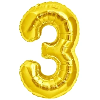 Abbildung von Luftballon 3. Geburtstag Zahl 3 Goldene XXL Riesen Folienballon 100cm Geburtstagsdeko Ballon Deko zum Geburtstag. Fliegt mit Helium.
