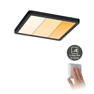 Abbildung von Paulmann 93101 LED Panel Einbaupanel Areo IP44 175x175m 3 Step Dim eckig incl. 1x13 W dimmbar Warmweiß Schwarz Kunststoff Deckenleuchte 2000 K